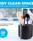 Extra Large and Sturdy Rotating Utensil Holder with No-Tip Weighted Base by Cooler Kitchen