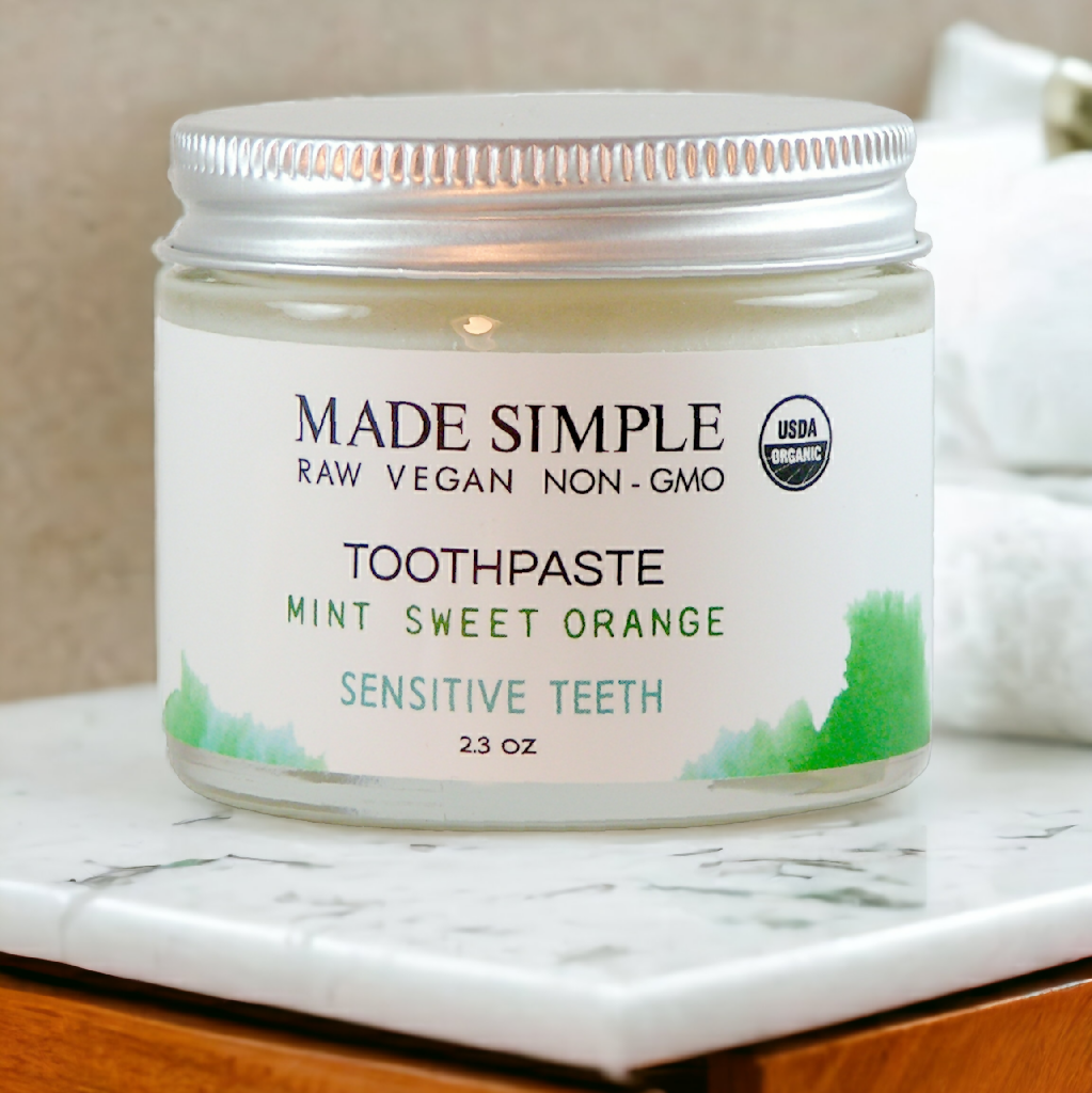 Made Simple Skin Care certified organic raw vegan nonGMO Crueltyfree mint sweet orange toothpaste jar (metal)3