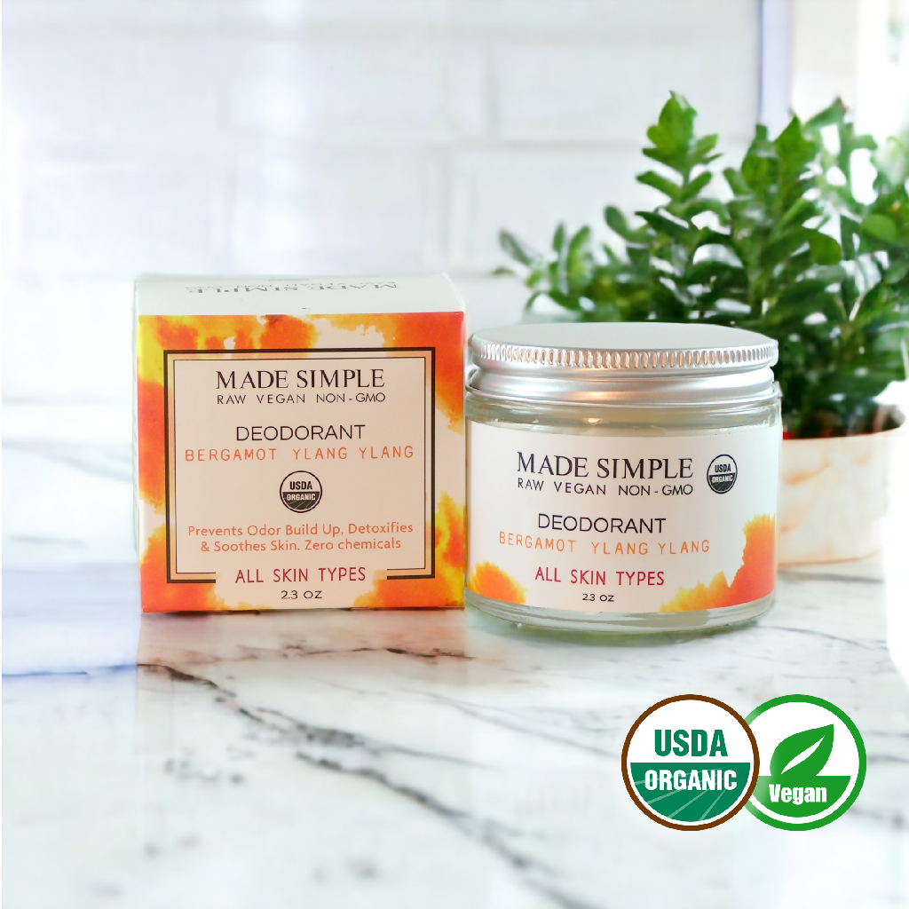 Made Simple Skin Care Bergamot Ylang Ylang Deodorant USDA certified organic raw vegan nonGMO jar (metal)2a