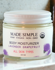 Made Simple Skin Care certified organic raw vegan nonGMO lavender grapefruit moisturizer jar (metal)2