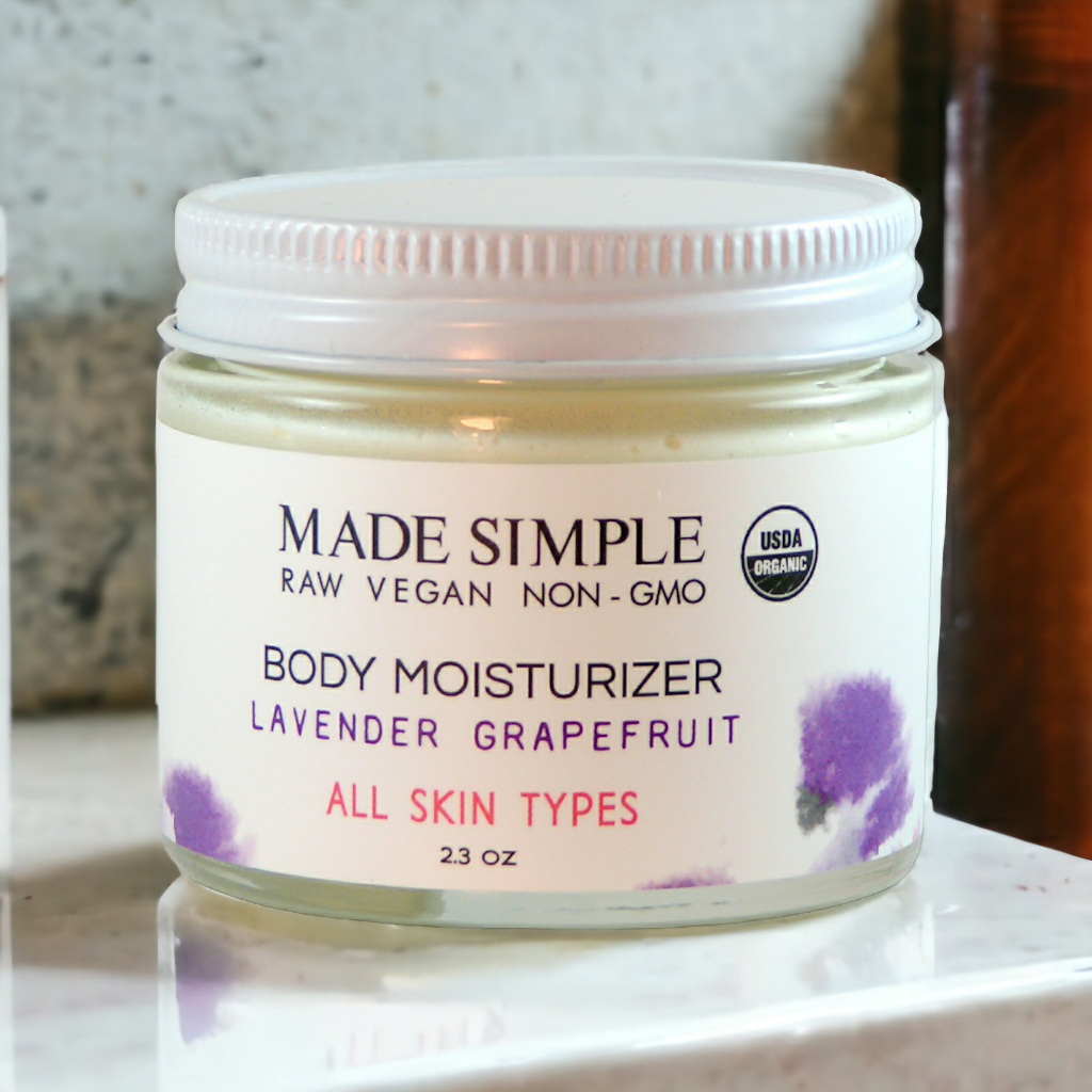 Made Simple Skin Care certified organic raw vegan nonGMO lavender grapefruit moisturizer jar (metal)2