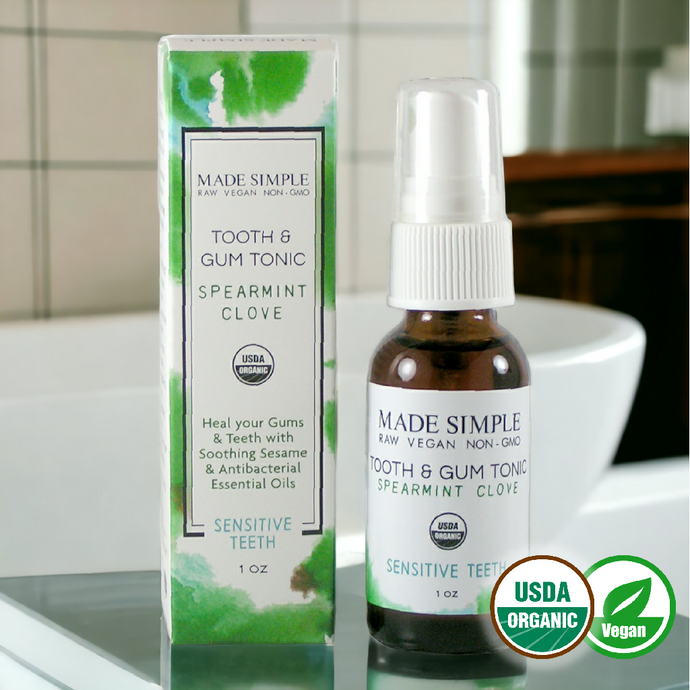 Made Simple Skin Care usda certified organic raw vegan nonGMO crueltyfree tooth and gum tonic bottlebox3a