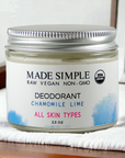 Made Simple Skin Care - Chamomile Lime Deodorant usda certified organic raw vegan nonGMO jar (metal)2