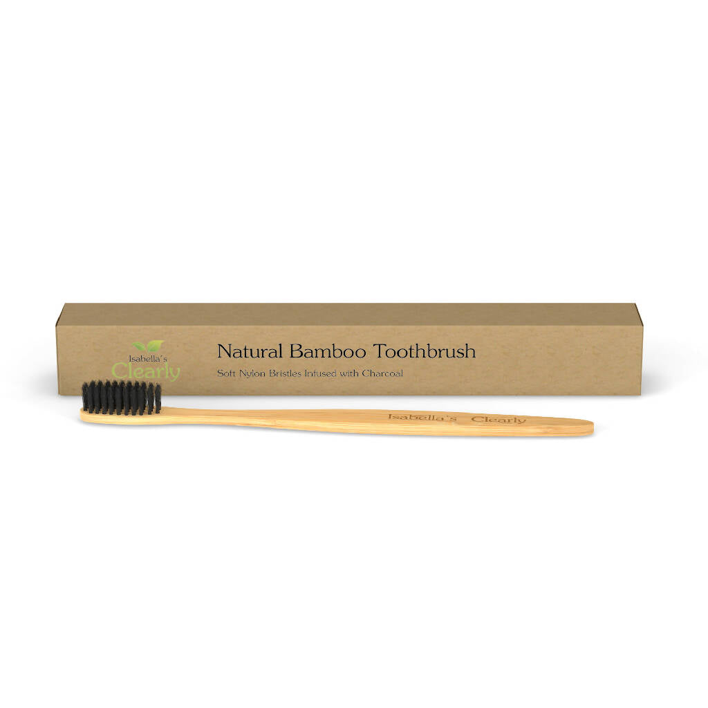 Soft Bamboo Toothbrush with Charcoal Bristles (Set of 4)