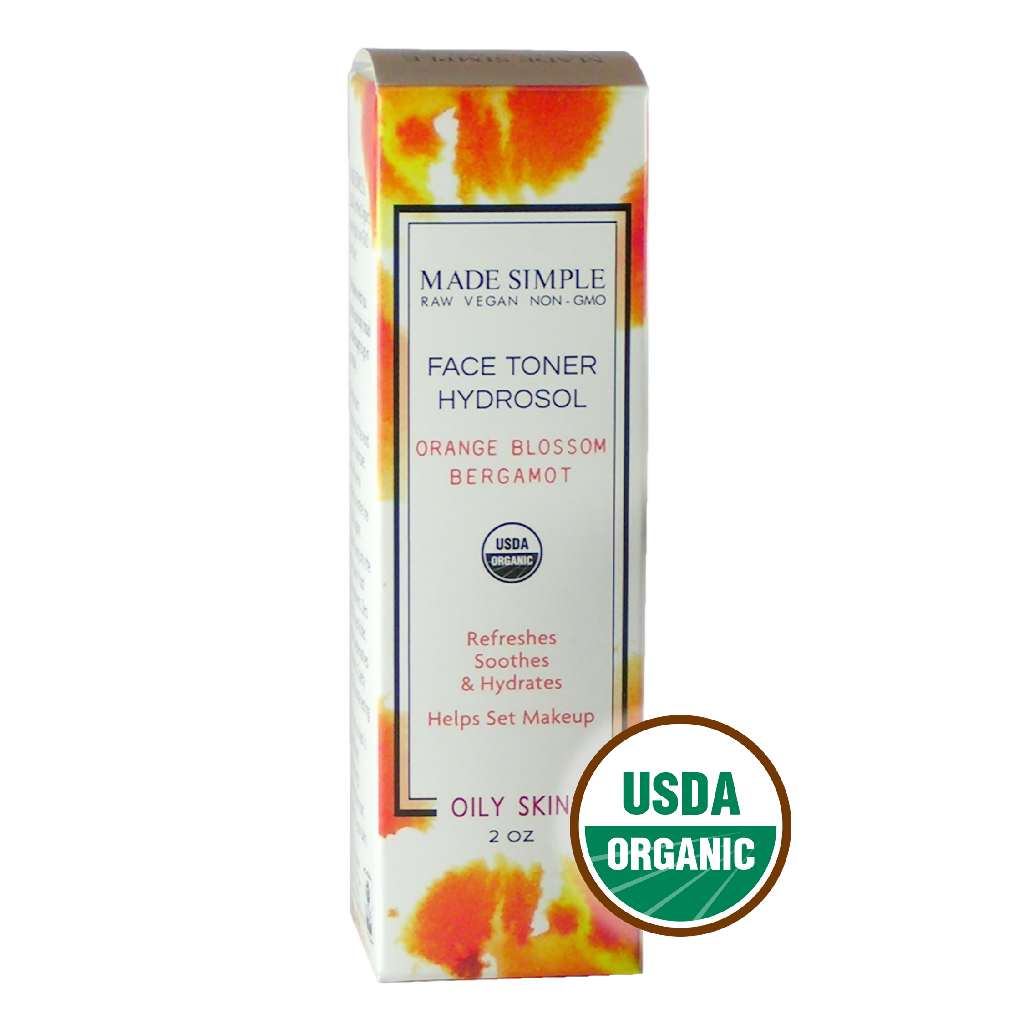Made Simple Skin Care Toner certified organic raw vegan non-gmo Orange Bergamot boxst