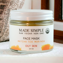Load image into Gallery viewer, Made Simple Skin Care certified organic raw vegan nonGMO matcha tea moringa face mask jar (metal)2
