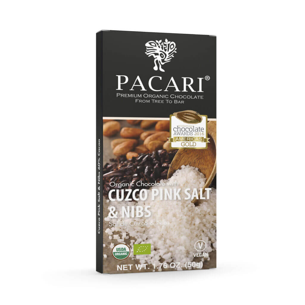 Pacari Pink Salt and Nibs 50gr Chocolate Bar 60% Cacao