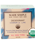 Made Simple Skin Care - Chamomile Lime Deodorant usda certified organic raw vegan nonGMO boxst