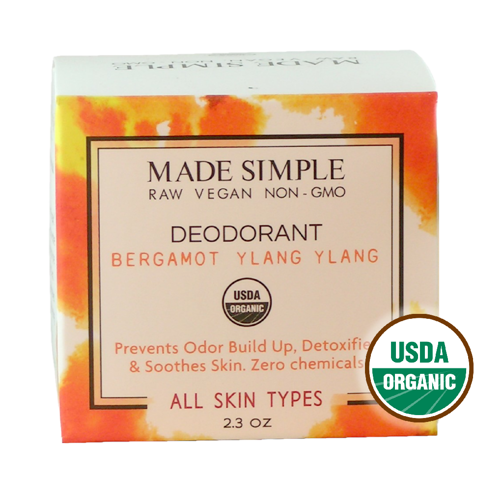 Made Simple Skin Care Bergamot Ylang Ylang Deodorant USDA certified organic raw vegan nonGMO boxst