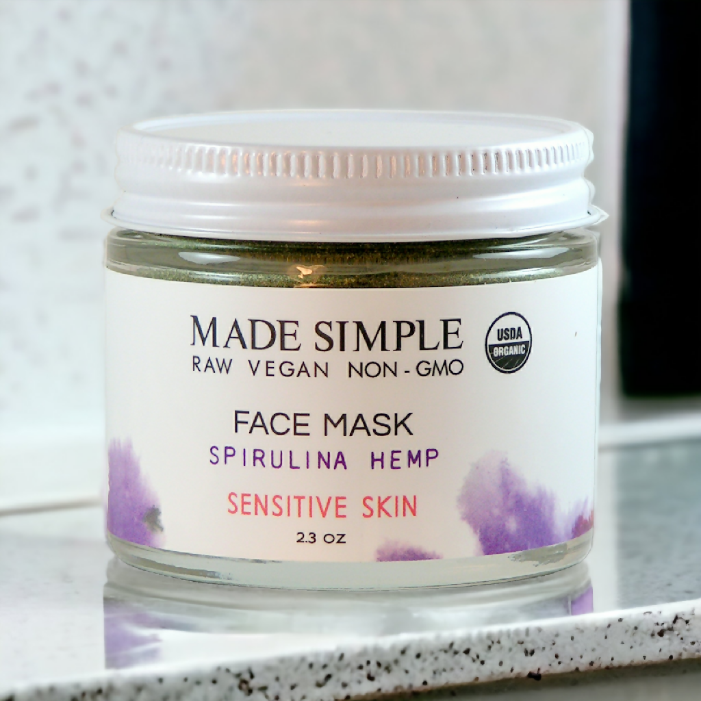 Made Simple Skin Care certified organic raw vegan nonGMO spirulina hemp face mask jar (metal)2