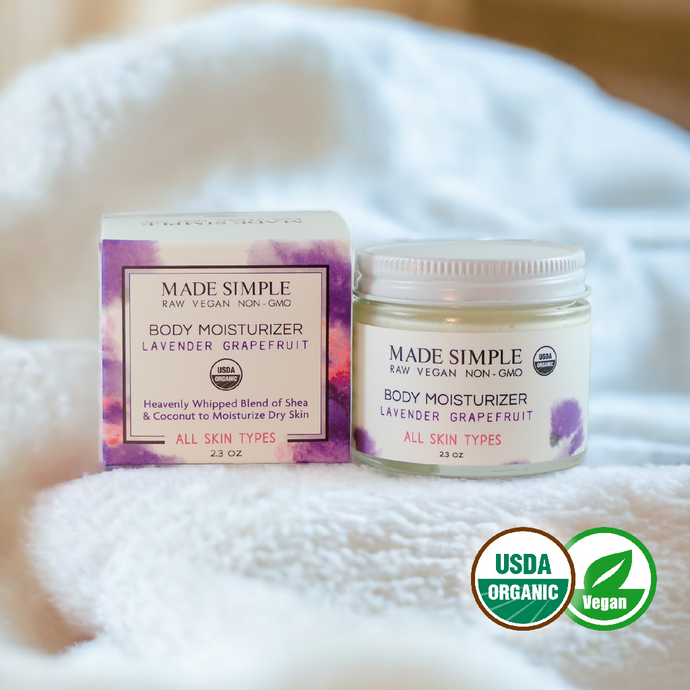 Made Simple Skin Care certified organic raw vegan nonGMO lavender grapefruit moisturizer boxjar (metal)2a