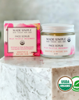 Made Simple Skin Care usda certified organic raw vegan nonGMO crueltyfree milk thistle face scrub boxjar (metal)3a