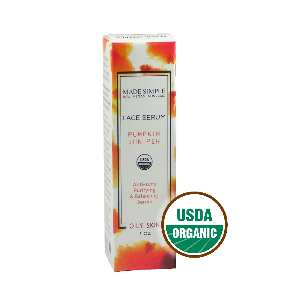Made Simple Skin Care Pumpkin Juniper Face Serum certified organic raw vegan non-gmo Pumpkin Juniper boxst
