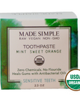 Made Simple Skin Care certified organic raw vegan nonGMO Crueltyfree mint sweet orange toothpaste boxst
